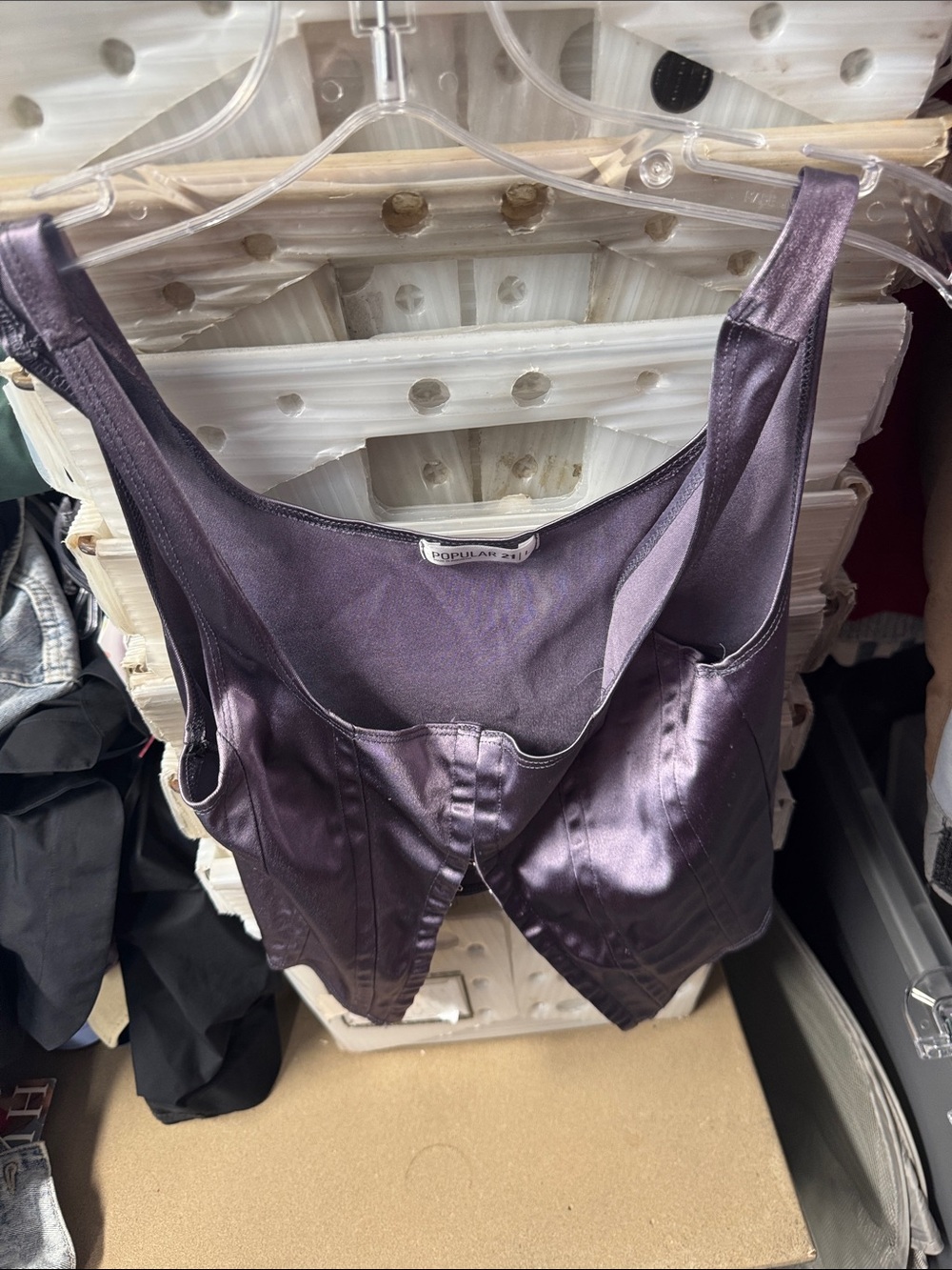 Popular 21 satin corset tank L // 100302
